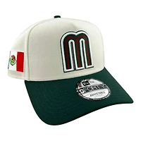 Mexico Chrome and Green "World Baseball Classic" Mexico Flag Patch New Era A-Frame 9FORTY Snapback Hat