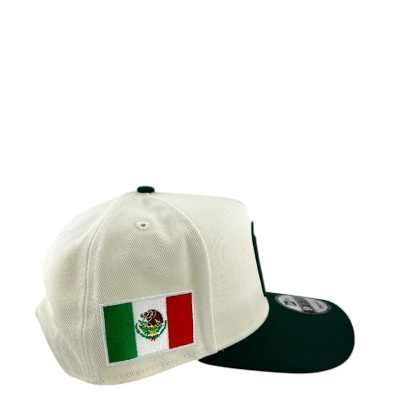 Mexico Chrome and Green "World Baseball Classic" Mexico Flag Patch New Era A-Frame 9FORTY Snapback Hat