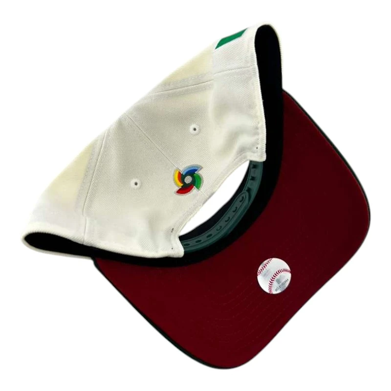 Mexico Chrome and Green "World Baseball Classic" Mexico Flag Patch New Era A-Frame 9FORTY Snapback Hat