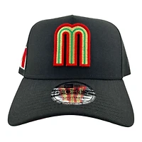 Mexico Gold Black Reverse "World Baseball Classic" Mexico Flag Patch New Era A-Frame 9FORTY Snapback Hat