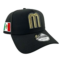 Mexico Gold Black "World Baseball Classic" Mexico Flag Patch New Era A-Frame 9FORTY Snapback Hat