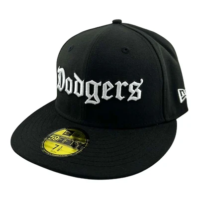 Los Angeles Dodgers Black Old English UV New Era 59FIFTY Fitted Hat