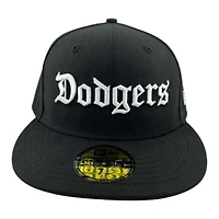 Los Angeles Dodgers Black Old English UV New Era 59FIFTY Fitted Hat