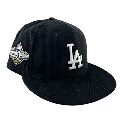 Los Angeles Dodgers Black Corduroy 2025 World Series Patch Gray UV New Era 59FIFTY Fitted Hat