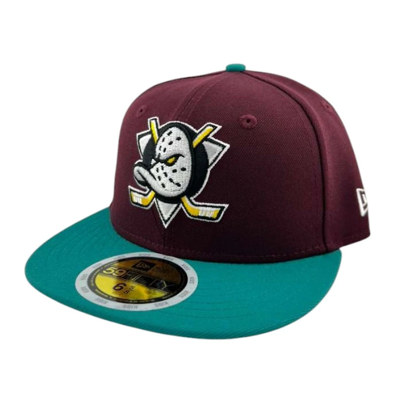 Youth Anaheim Ducks Maroon and Teal New Era 59FIFTY Fitted Hat