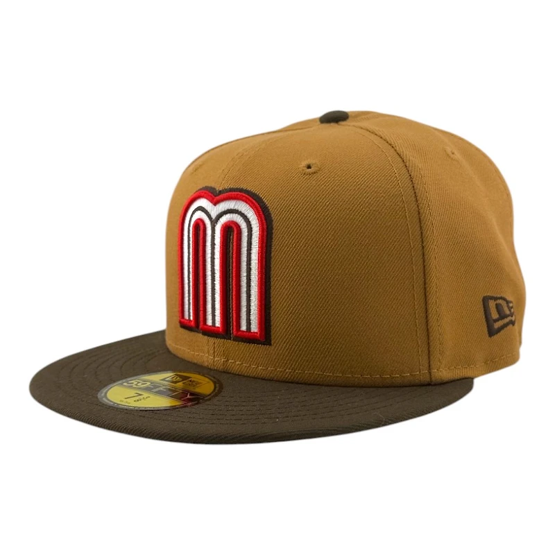 Mexico Brown Two Tone Flag Patch 2026 WBC Grey UV New Era 59FIFTY Fitted Hat