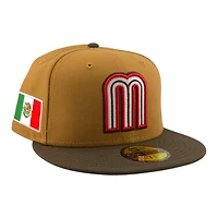 Mexico Brown Two Tone Flag Patch 2026 WBC Grey UV New Era 59FIFTY Fitted Hat