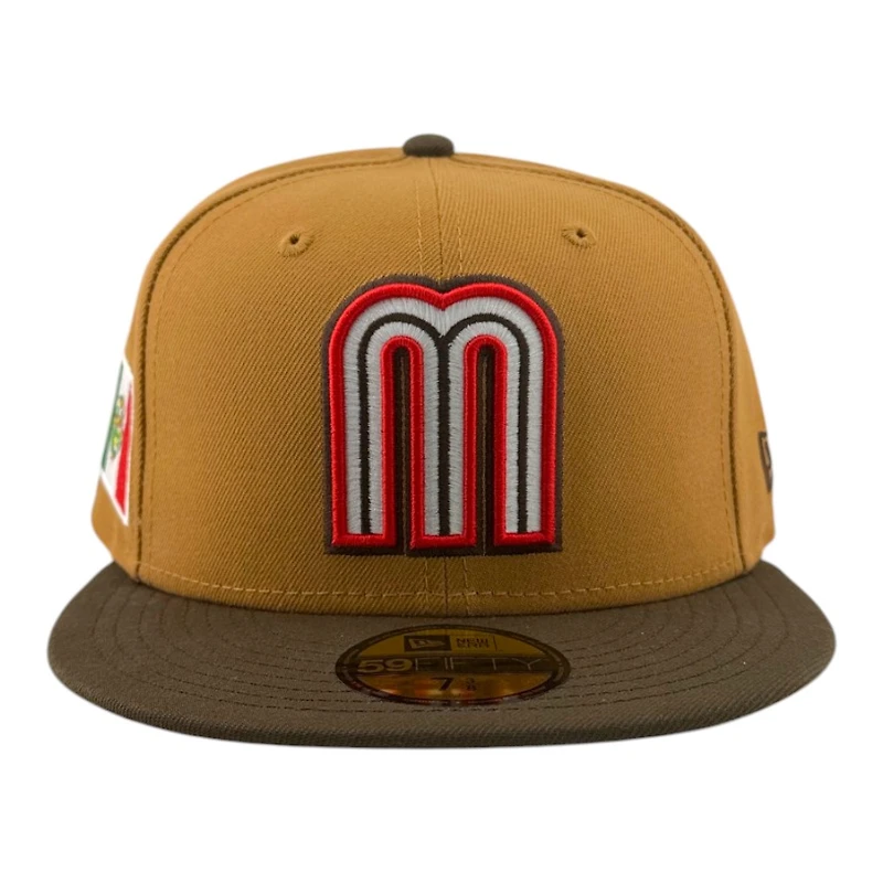 Mexico Brown Two Tone Flag Patch 2026 WBC Grey UV New Era 59FIFTY Fitted Hat