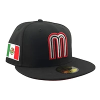Mexico Black Flag Patch 2026 WBC Red UV New Era 59FIFTY Fitted Hat