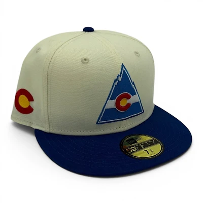 Colorado Rockies Hockey Chrome Royal 2T Leon the Lab City Green UV New Era 59FIFTY Fitted Hat