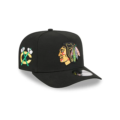 Chicago Blackhawks Black Tomahawk Logo Patch NHL New Era 9FIFTY A-Frame Snapback Hat