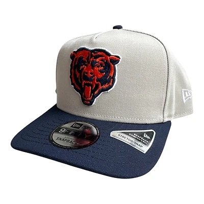 Chicago Bears Stone and Navy Bear Logo Green UV New Era 9FIFTY A-Frame Snapback Hat