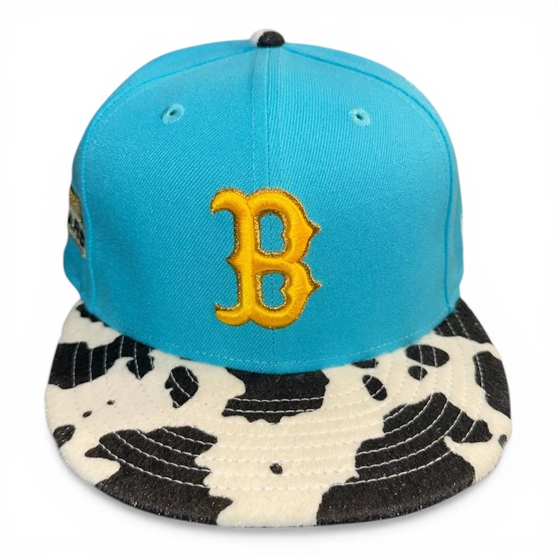 Boston Red Sox Vice Blue and Cow Print 100th Anniversary Patch Kelly Green UV New Era 59FIFTY Fitted Hat