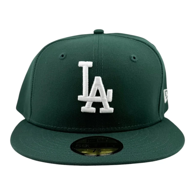 Los Angeles Dodgers Dark Green with White Logo Black UV New Era 59FIFTY Fitted Hat