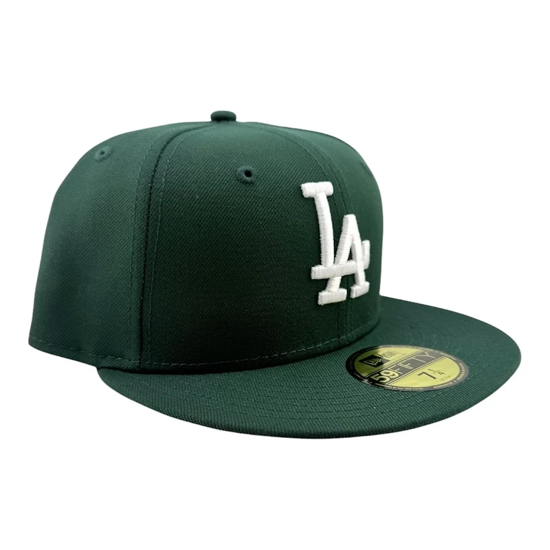 Los Angeles Dodgers Dark Green with White Logo Black UV New Era 59FIFTY Fitted Hat