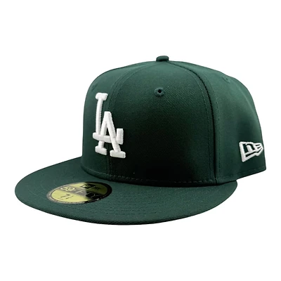 Los Angeles Dodgers Dark Green with White Logo Black UV New Era 59FIFTY Fitted Hat