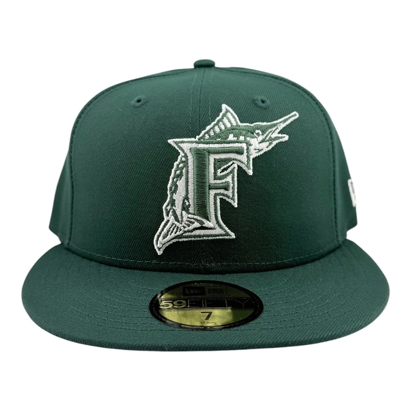Florida Marlins Dark Green with White Logo Black UV New Era 59FIFTY Fitted Hat