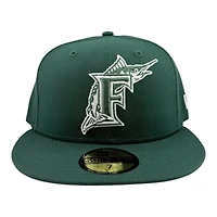 Florida Marlins Dark Green with White Logo Black UV New Era 59FIFTY Fitted Hat