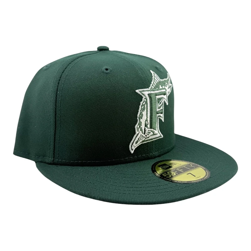 Florida Marlins Dark Green with White Logo Black UV New Era 59FIFTY Fitted Hat