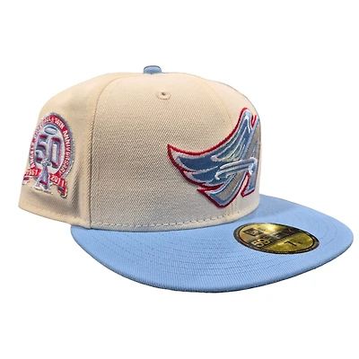 Anaheim Angels Chrome and Light Blue 50th Anniversary Patch Grey UV New Era 59FIFTY Fitted Hat