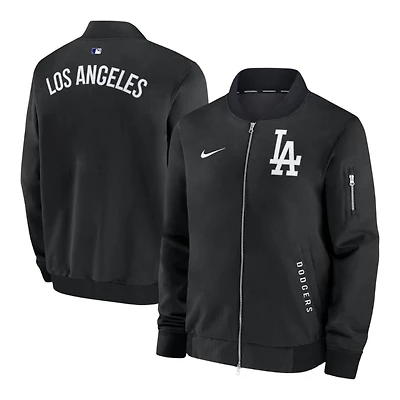 Los Angeles Dodgers Black Authentic Collection Dugout Bomber Jacket - Mens