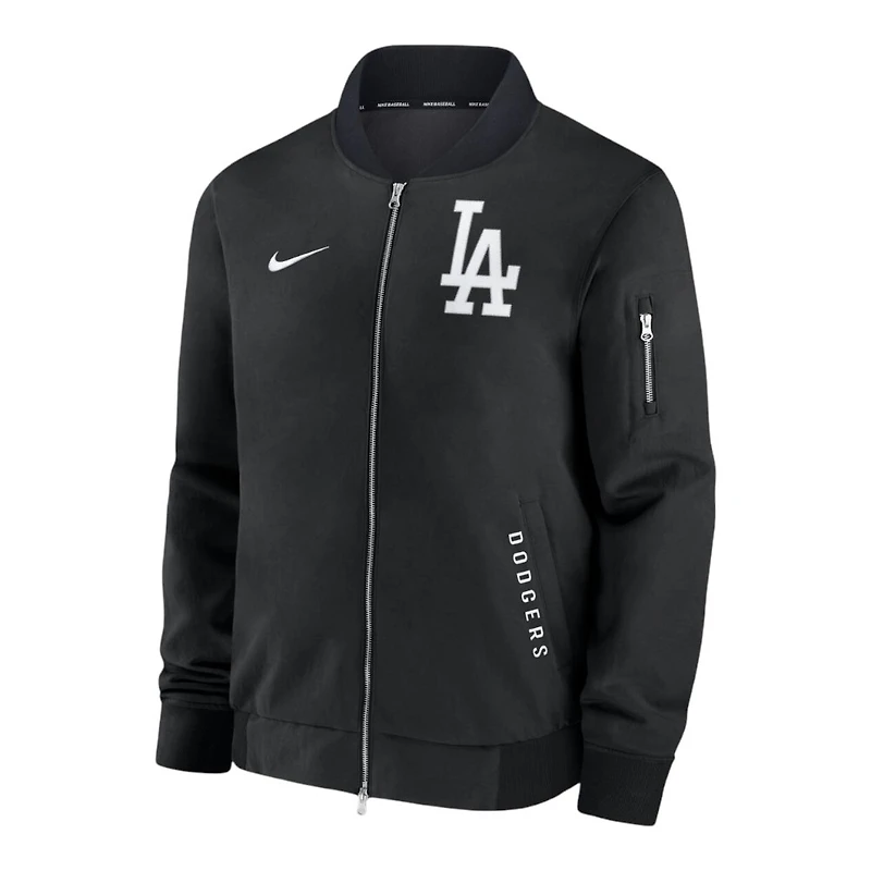 Los Angeles Dodgers Black Authentic Collection Dugout Bomber Jacket - Mens