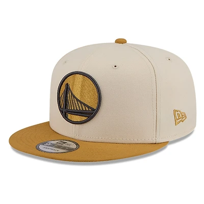 Golden State Warriors Beige and Khaki Two-Tone New Era 9FIFTY Snapback Hat