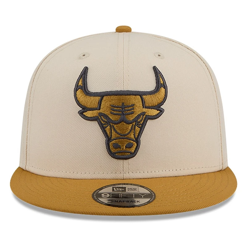 Chicago Bulls Beige and Khaki Two-Tone New Era 9FIFTY Snapback Hat