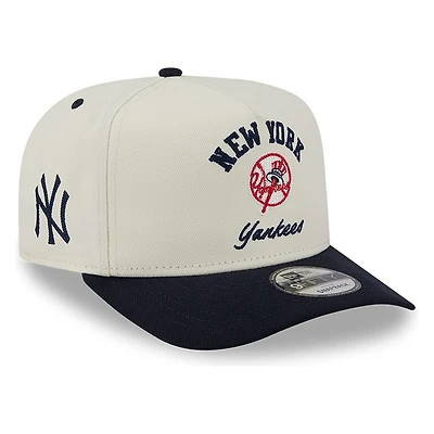 New York Yankees Chrome Two Tone Arched Text with Logo New Era 9FIFTY A-Frame Snapback Hat