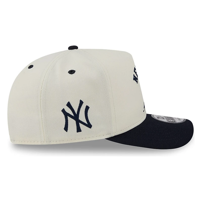 New York Yankees Chrome Two Tone Arched Text with Logo New Era 9FIFTY A-Frame Snapback Hat