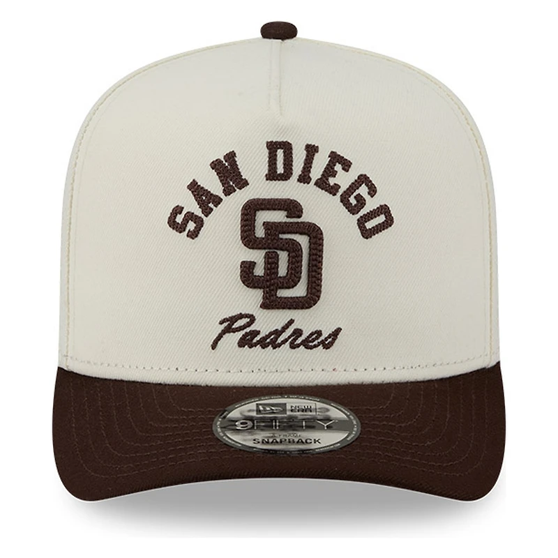 San Diego Padres Chrome Two Tone Arched Text with Logo New Era 9FIFTY A-Frame Snapback Hat