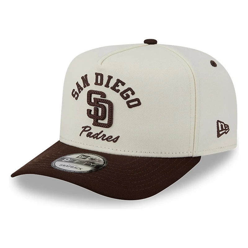 San Diego Padres Chrome Two Tone Arched Text with Logo New Era 9FIFTY A-Frame Snapback Hat