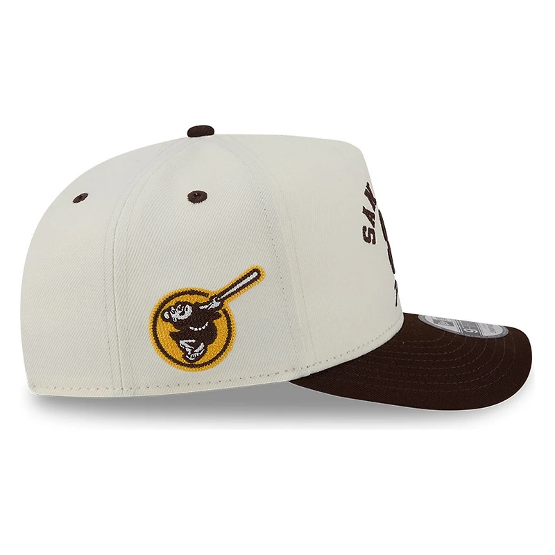 San Diego Padres Chrome Two Tone Arched Text with Logo New Era 9FIFTY A-Frame Snapback Hat