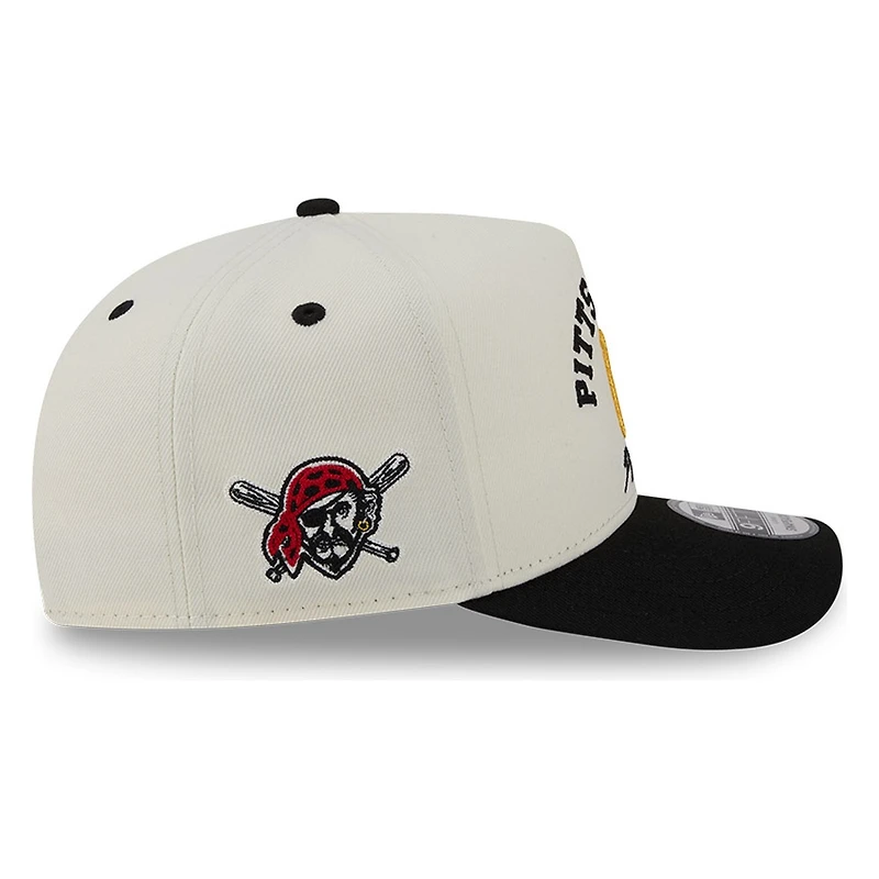 Pittsburgh Pirates Chrome Two Tone Arched Text with Logo New Era 9FIFTY A-Frame Snapback Hat