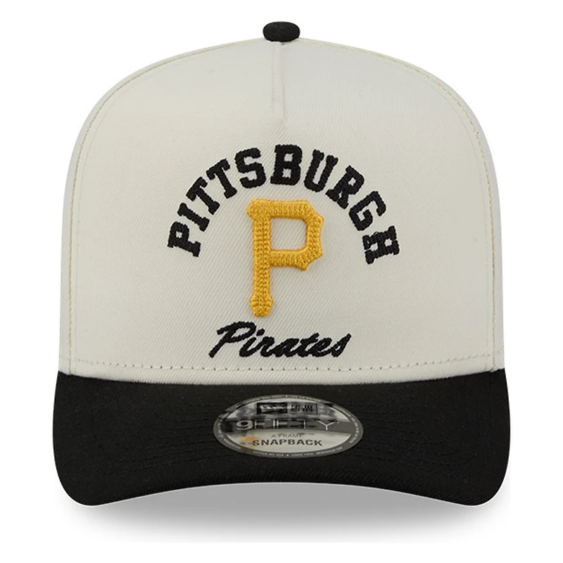 Pittsburgh Pirates Chrome Two Tone Arched Text with Logo New Era 9FIFTY A-Frame Snapback Hat