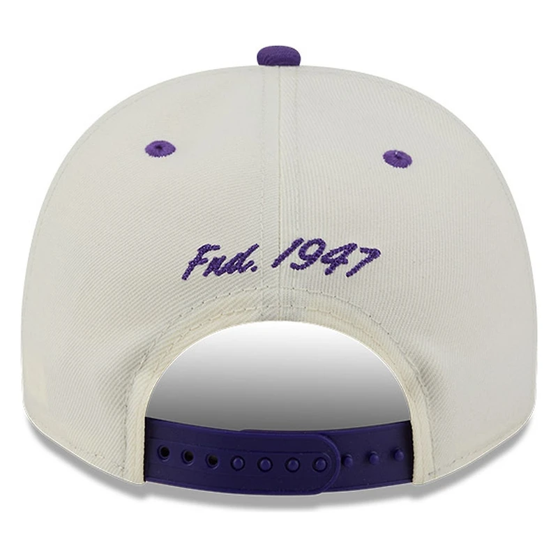 Los Angeles Lakers Chrome Two Tone Arched Text with Logo New Era 9FIFTY A-Frame Snapback Hat