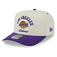 Los Angeles Lakers Chrome Two Tone Arched Text with Logo New Era 9FIFTY A-Frame Snapback Hat