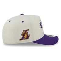 Los Angeles Lakers Chrome Two Tone Arched Text with Logo New Era 9FIFTY A-Frame Snapback Hat