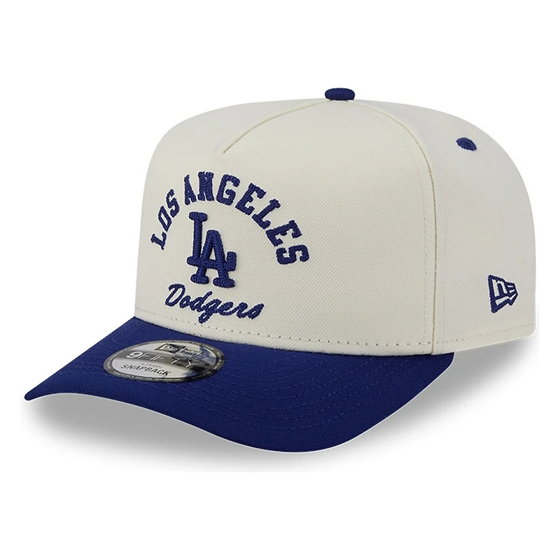 Los Angeles Dodgers Chrome Two Tone Arched Text with Logo New Era 9FIFTY A-Frame Snapback Hat
