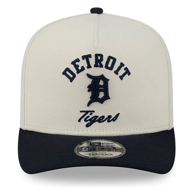 Detroit Tigers Chrome Two Tone Arched Text with Logo New Era 9FIFTY A-Frame Snapback Hat