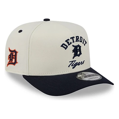Detroit Tigers Chrome Two Tone Arched Text with Logo New Era 9FIFTY A-Frame Snapback Hat