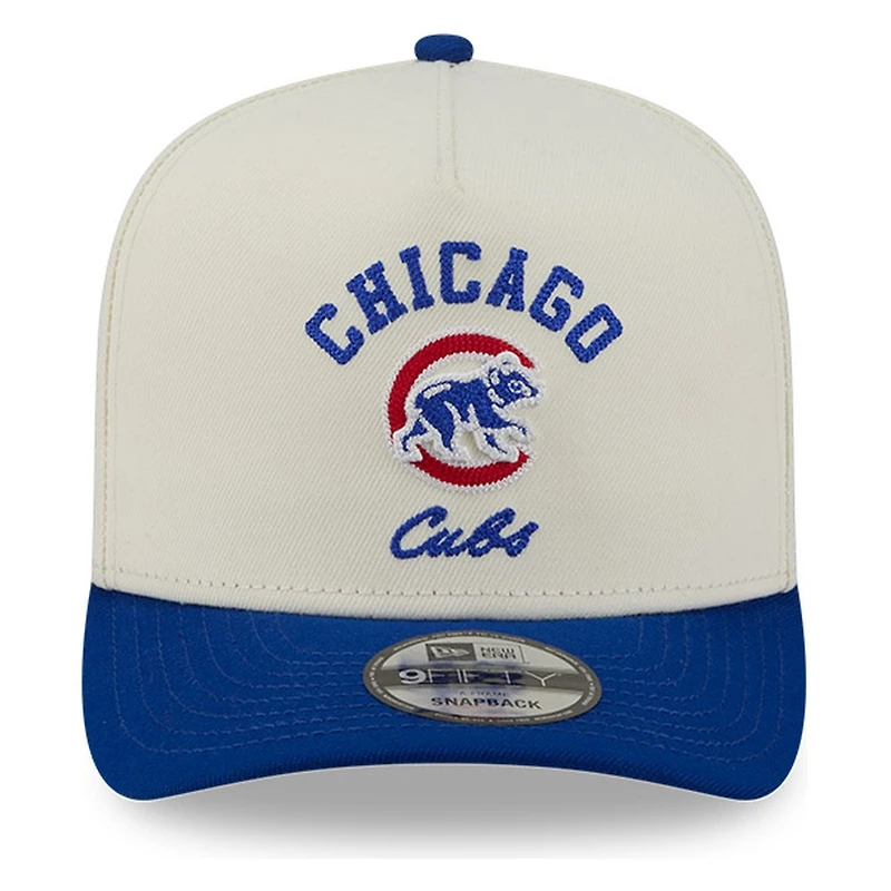 Chicago Cubs Chrome Two Tone Arched Text with Logo New Era 9FIFTY A-Frame Snapback Hat