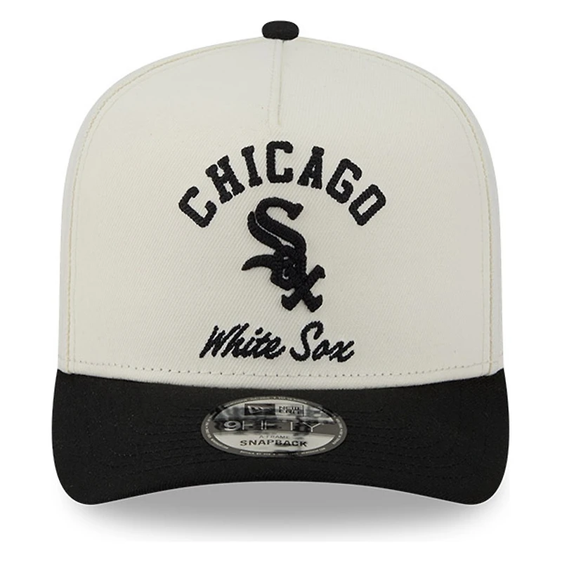 Chicago White Sox Chrome Two Tone Arched Text with Logo New Era 9FIFTY A-Frame Snapback Hat
