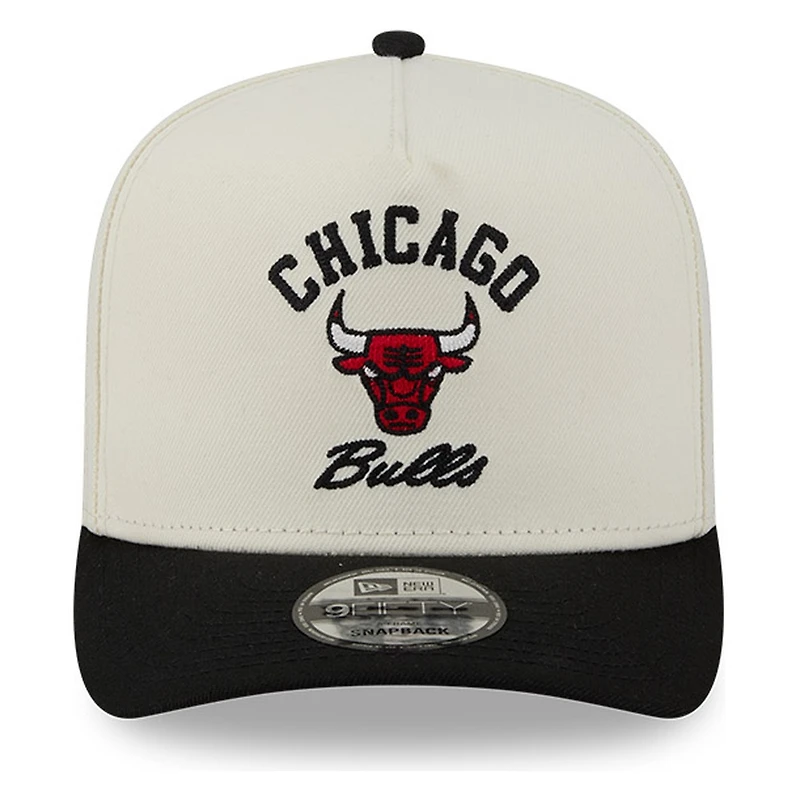 Chicago Bulls Chrome Two Tone Arched Text with Logo New Era 9FIFTY A-Frame Snapback Hat