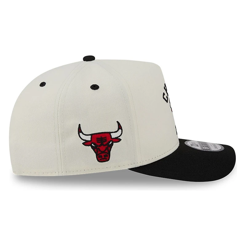 Chicago Bulls Chrome Two Tone Arched Text with Logo New Era 9FIFTY A-Frame Snapback Hat