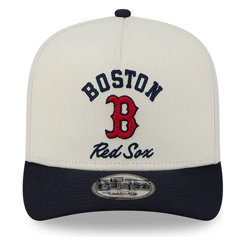 Boston Red Sox Chrome Two Tone Arched Text with Logo New Era 9FIFTY A-Frame Snapback Hat