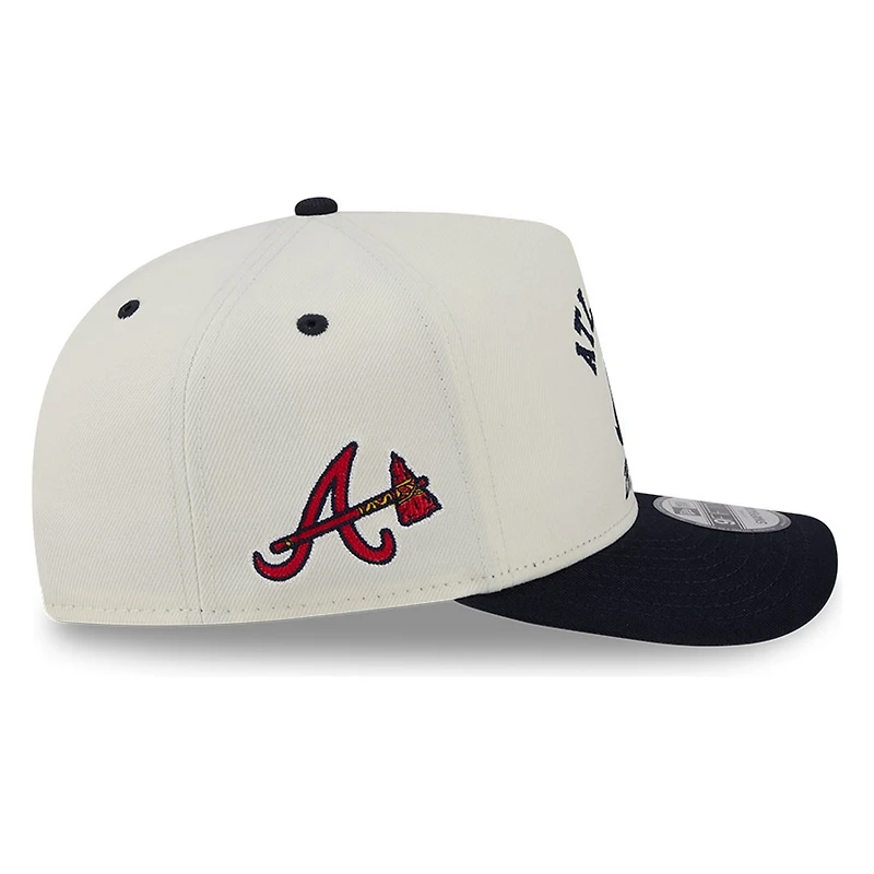 Atlanta Braves Chrome Two Tone Arched Text with Logo New Era 9FIFTY A-Frame Snapback Hat