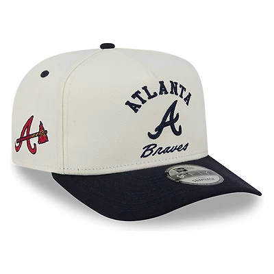 Atlanta Braves Chrome Two Tone Arched Text with Logo New Era 9FIFTY A-Frame Snapback Hat