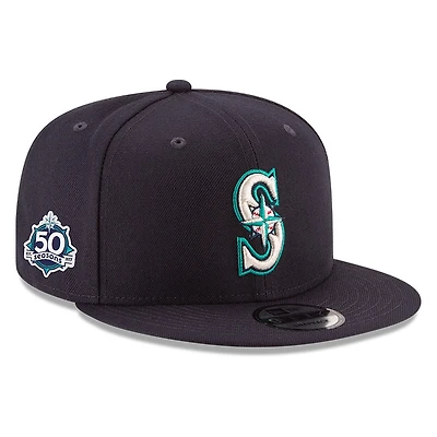 Seattle Mariners Navy 50 Seasons Patch New Era 9FIFTY Snapback Hat