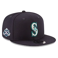 Seattle Mariners Navy 50 Seasons Patch New Era 9FIFTY Snapback Hat